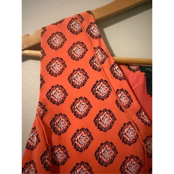 Ann Taylor Size 14 Mandala Print Fit & Flare Dress Coral Sleeveless Summer Boho - Picture 5 of 9